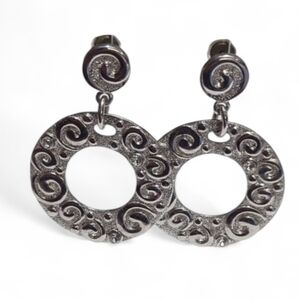 Silver Sparkly Squirrels Hoop Studded Earrings